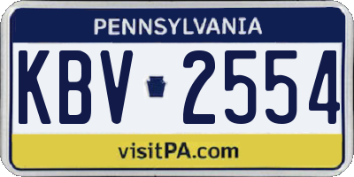 PA license plate KBV2554