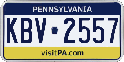PA license plate KBV2557