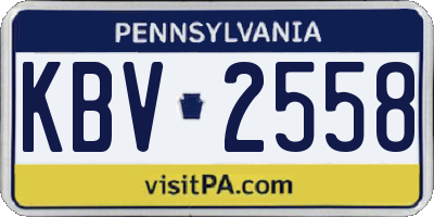 PA license plate KBV2558
