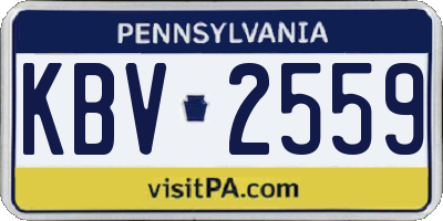 PA license plate KBV2559