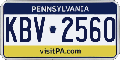 PA license plate KBV2560