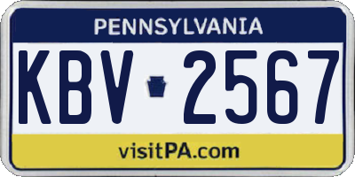 PA license plate KBV2567