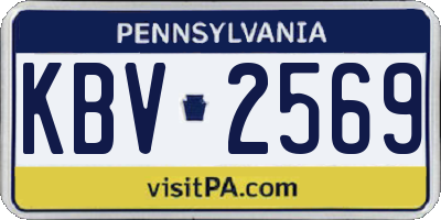 PA license plate KBV2569