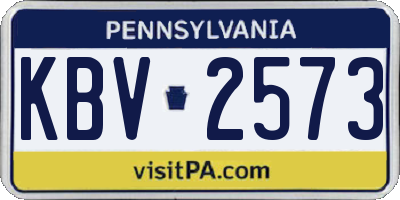 PA license plate KBV2573