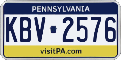 PA license plate KBV2576