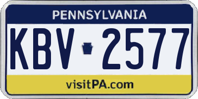 PA license plate KBV2577