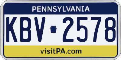 PA license plate KBV2578