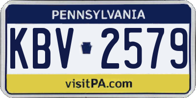 PA license plate KBV2579