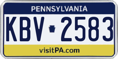 PA license plate KBV2583