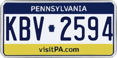 PA license plate KBV2594