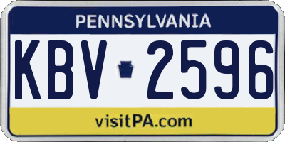PA license plate KBV2596