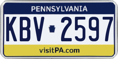 PA license plate KBV2597