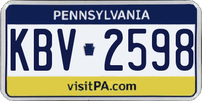 PA license plate KBV2598