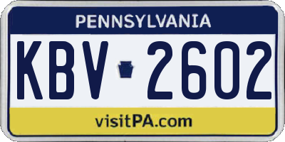 PA license plate KBV2602
