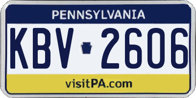 PA license plate KBV2606