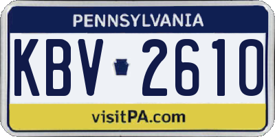PA license plate KBV2610