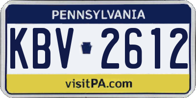 PA license plate KBV2612