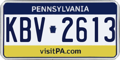PA license plate KBV2613