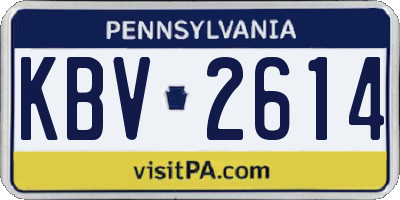 PA license plate KBV2614