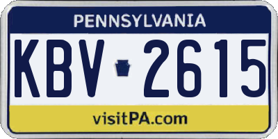 PA license plate KBV2615