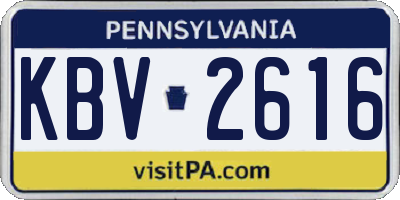 PA license plate KBV2616