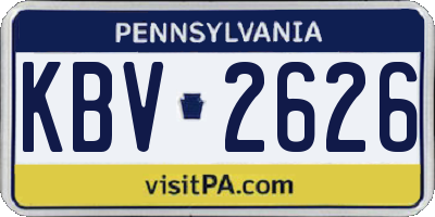 PA license plate KBV2626