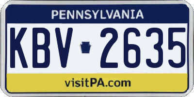PA license plate KBV2635