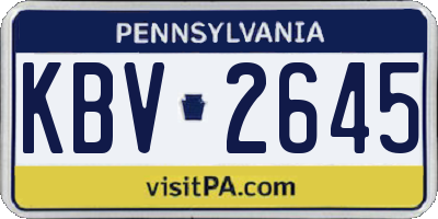 PA license plate KBV2645