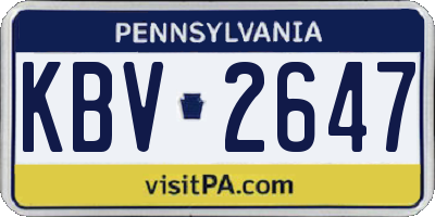 PA license plate KBV2647