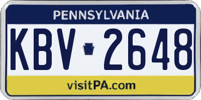 PA license plate KBV2648