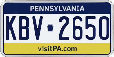 PA license plate KBV2650