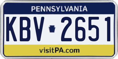 PA license plate KBV2651