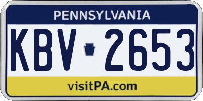 PA license plate KBV2653