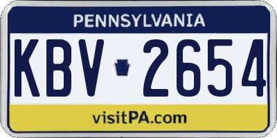 PA license plate KBV2654