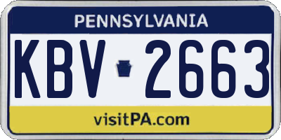 PA license plate KBV2663