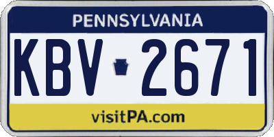 PA license plate KBV2671