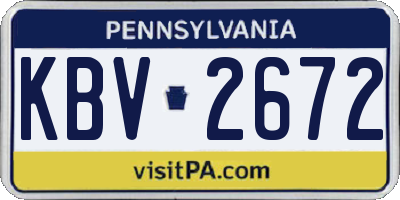 PA license plate KBV2672