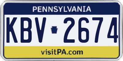 PA license plate KBV2674
