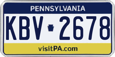 PA license plate KBV2678