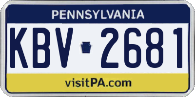 PA license plate KBV2681