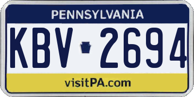 PA license plate KBV2694