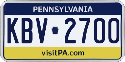 PA license plate KBV2700