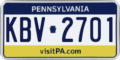 PA license plate KBV2701