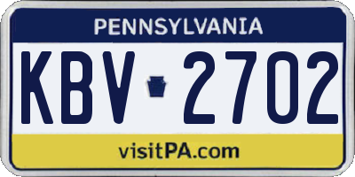 PA license plate KBV2702