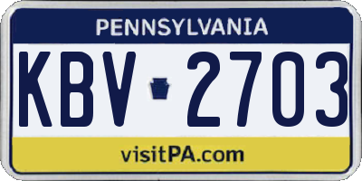 PA license plate KBV2703