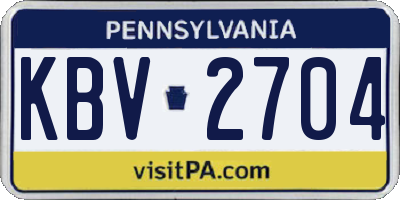 PA license plate KBV2704