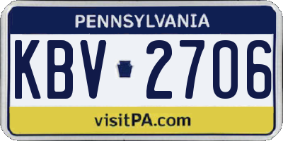 PA license plate KBV2706