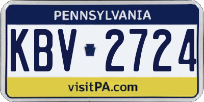 PA license plate KBV2724