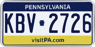 PA license plate KBV2726