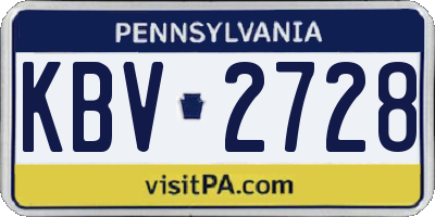 PA license plate KBV2728